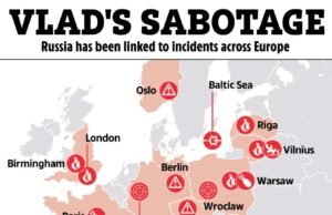 Atuação arrepiante de ‘ataques de sabotagem russa’ em toda a Europa colocados em meio a medos a mão de Putin está atrás de Heathrow Blaze Atuação arrepiante de 'ataques de sabotagem russa' em toda a Europa colocados em meio a medos a mão de Putin está atrás de Heathrow Blaze